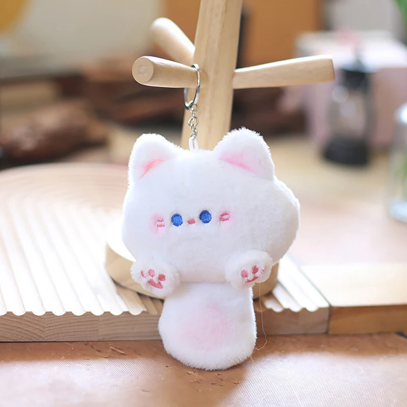 Cute Fur Ball Keychain Cat Soft Pompom Animal Tail Hair Ball Car Keychain Girls Toys Kids Gifts Accessories 5