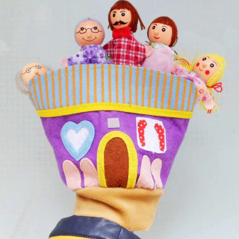 어린이를 위한 가족 및 동물 손인형 역할놀이 스토리텔링 소품 교육용 생일 파티 선물 남아 여아
