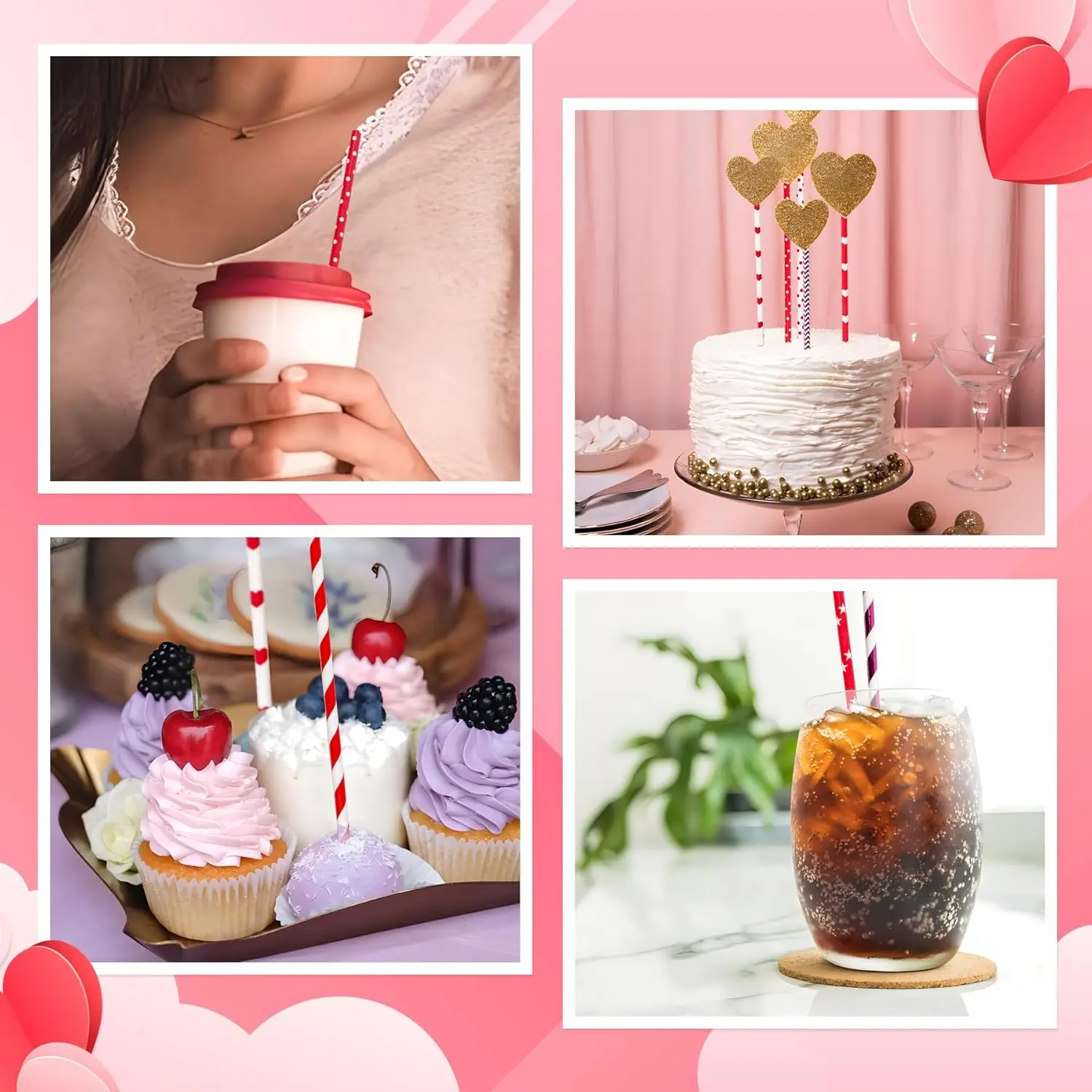 8*230mm Paper Straws 200pcs Mxed Colorful Cotton Swabs Food Decoration Dessert Drink Paper Straws for Dessert Coffee Restaurant