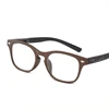 Retro Wood Grain Reading Glasses Men Women Unbreakable Square Full Rim High Quality Magnifying Presbyopic Glasses Blue +150 250 3
