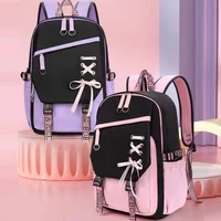 Teenagers Cute Schoolbag Shoulder Backpack Nylon Fabric Girls, Large Capacity Splash-Proof 2