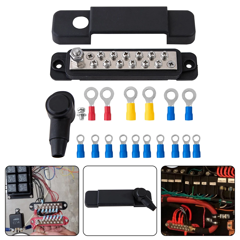 12-Punkt-Batterie-Stromverteilerblock, Sammelschiene, positiv, negativ, 12 V, 180 A, Stromverteilerblock, Terminal für Auto-Wohnmobile, Schiffe – Detail 19