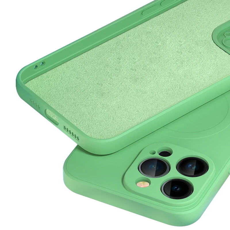 Premium Liquid Silicone Shockproof Soft Case with Square Fluff Bumper