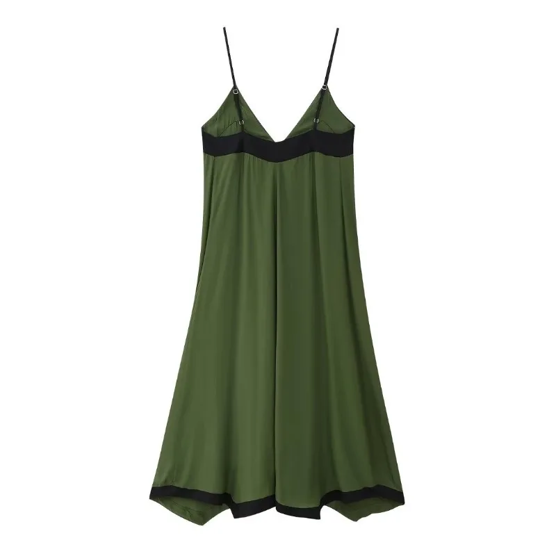 V Neck Backless Maxi Dresses For Women Color Block Slim Sexy Sundress Femme Street Fashion Party Temperament Dress Woman