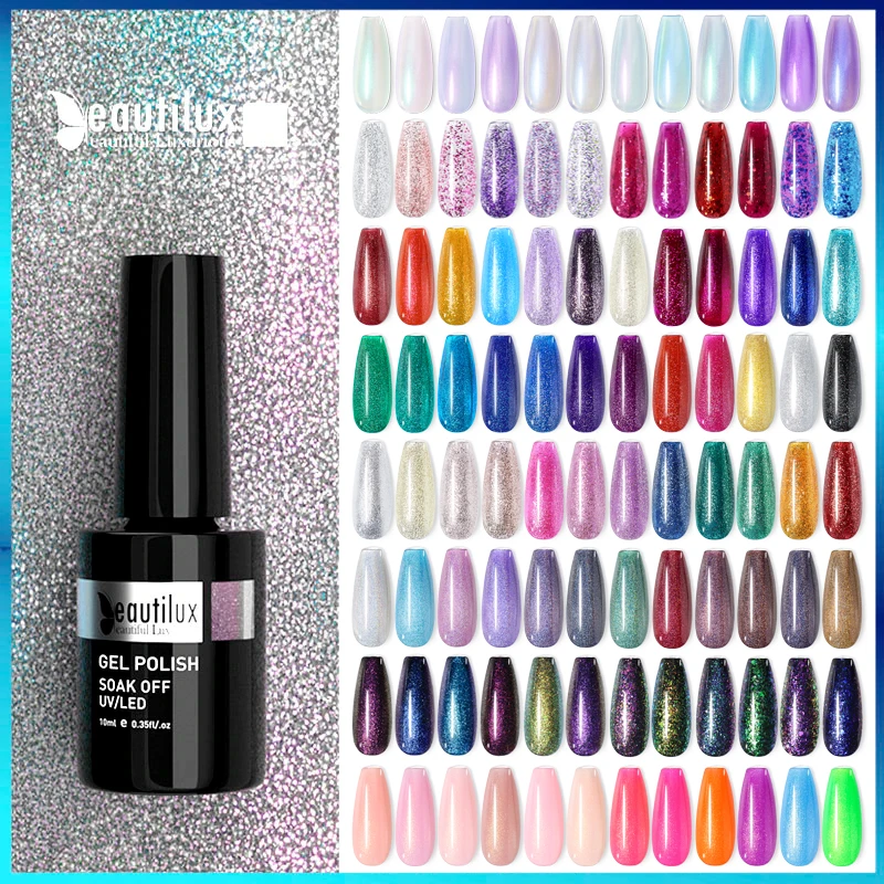 Beautilux Glitter Nail Gel Polish Semi Permanent Sequins Flakes Shiny Glossy UV LED Nails Art Design Gels Varnish Lacquer 10ml gel nail polish lot soak off uv led semi permanent nails gels kit lacquer nail art design varnish wholesale set of 6