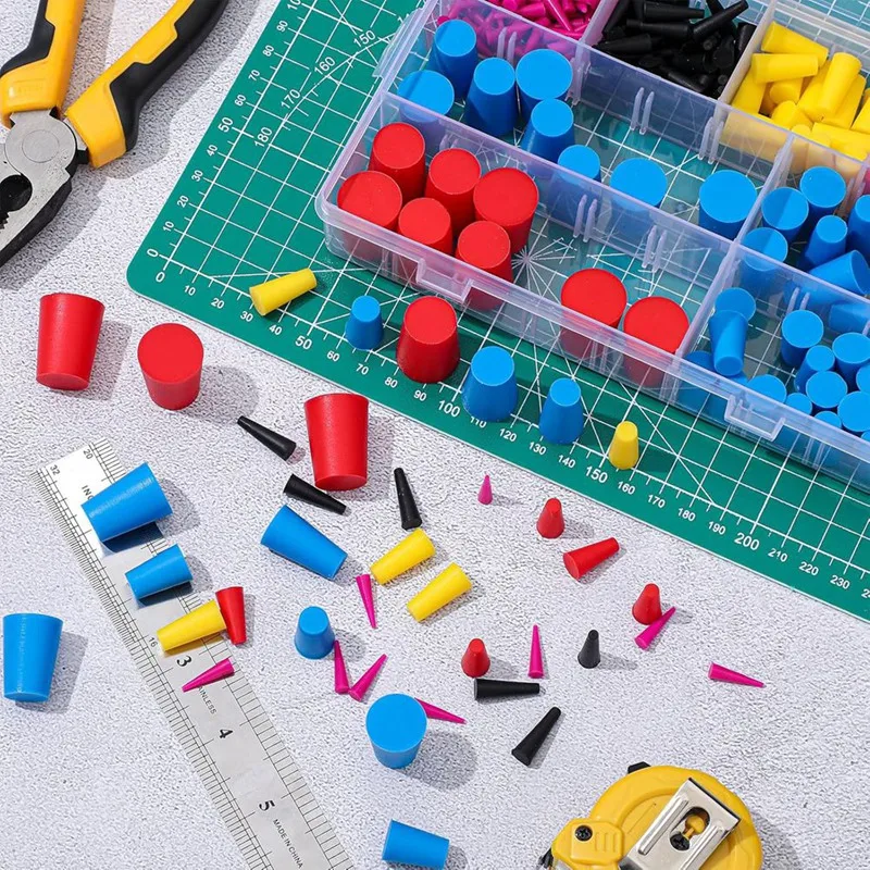 A01F-250Pcs 8 Sizes Silicone Cone Plug Kit Powder Coating Kit Air Conditioner Drain Cone Plug For Powder Coating
