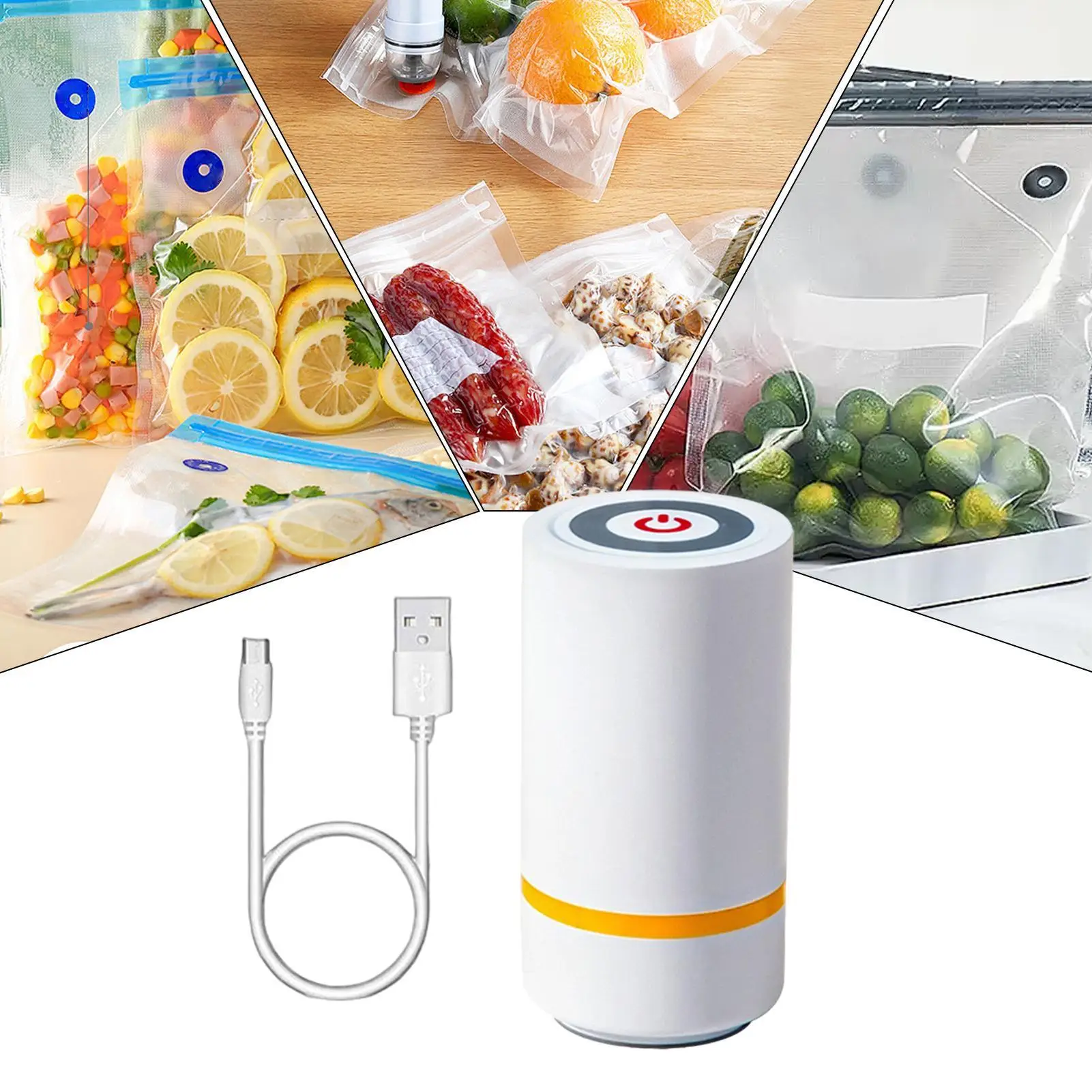 Electric Vacuum Pump for Food Storage Portable Air Sealer Machine USB Rechargeable Vacuum Sealer for Clothes Compression Bags 5