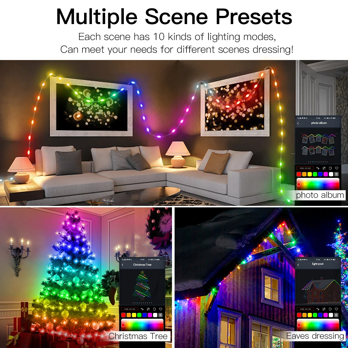20M 10M 5M LED Festival Lights Fairy String Light Smart Bluetooth Addressable Curtain Lights Garland Festoon Home Party Decor led lights led string lights string lights