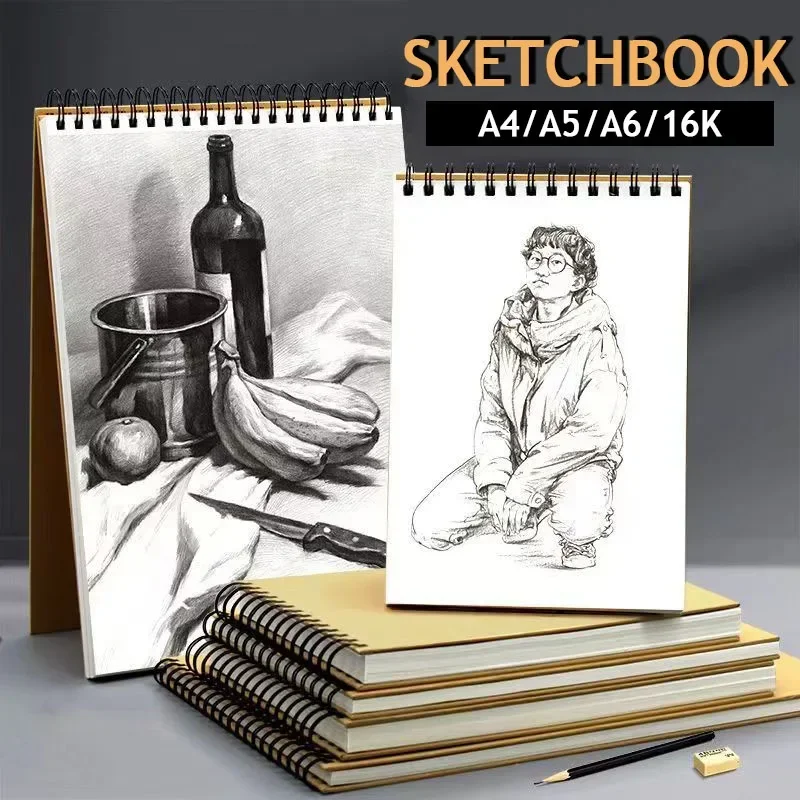 Watercolor Paper Drawing Sketchbook 160GSM A6/A5/16K/A4 Professional Sketchbook Thick Paper Spiral Pencil Watercolour Drawing Book Gouache Paper Art Supplies