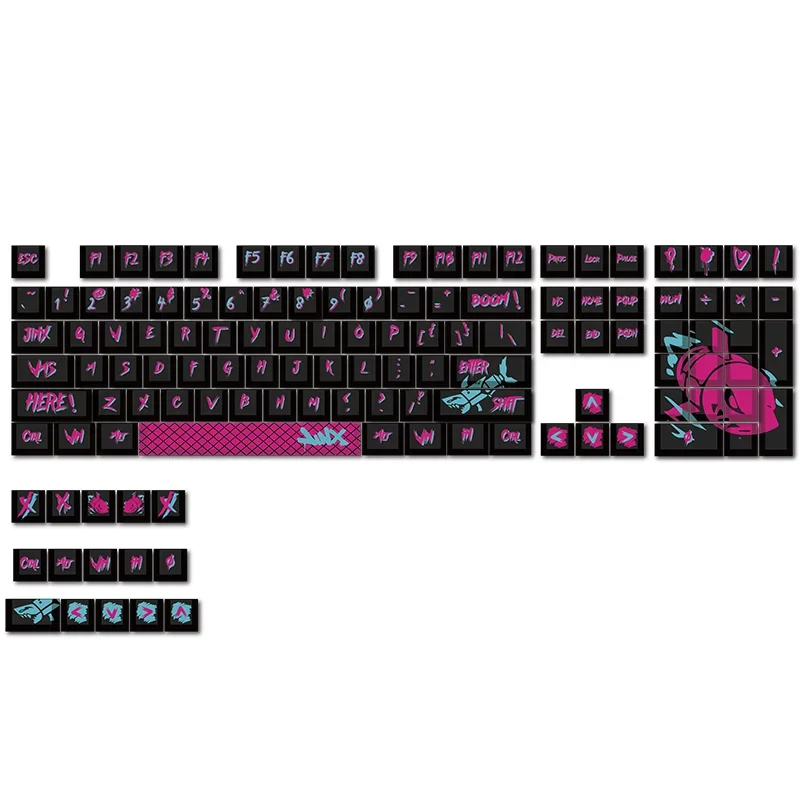 Echome-arcane Jinx Tema Keycaps Pbt Dye-sublimação Keyboard Cap Perfil Cereja Custom Cap Xaile Key para Teclado Mecânico - Imagem 4