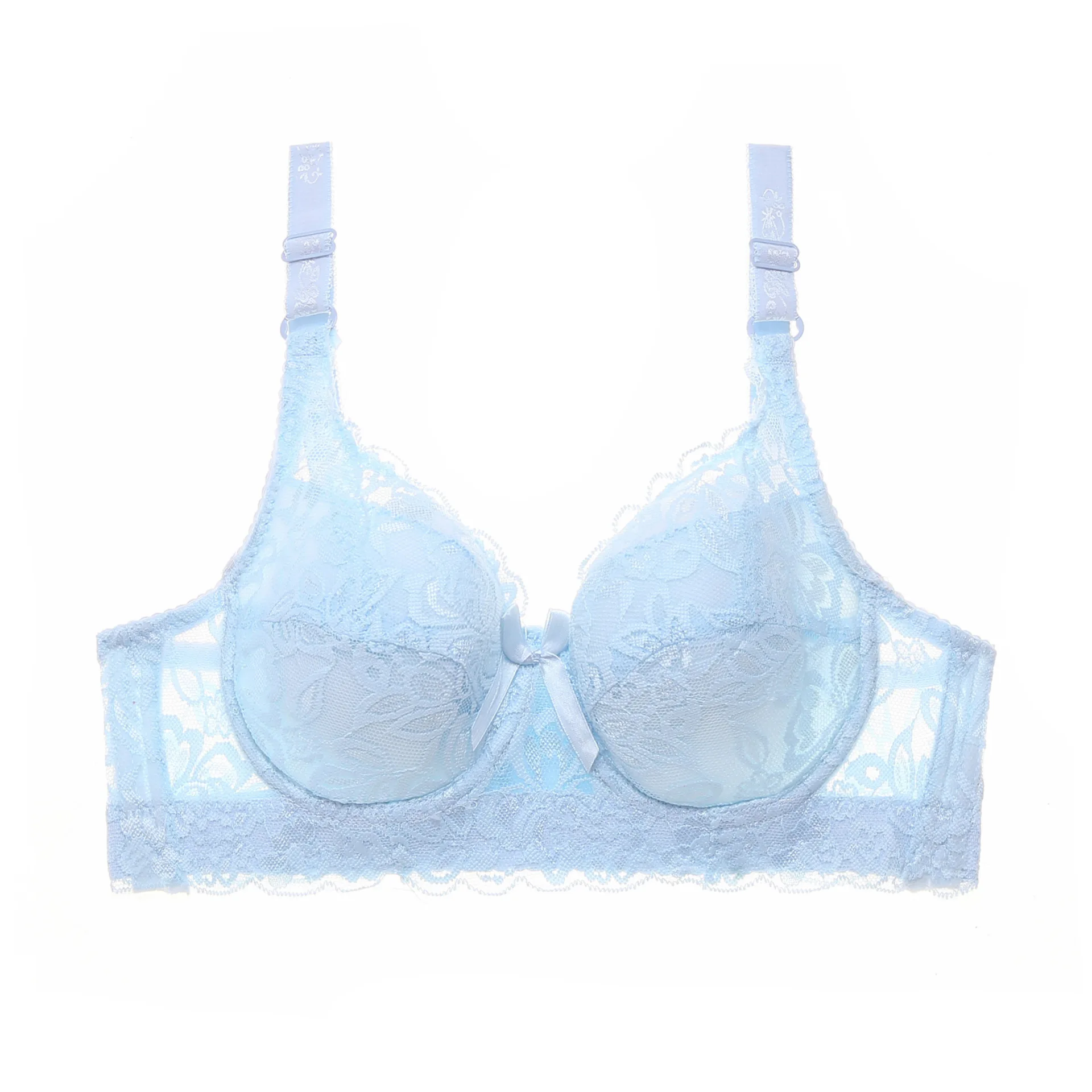 Women's B C D Cup Sexy Lace Embroidery Bra Underwired Gather