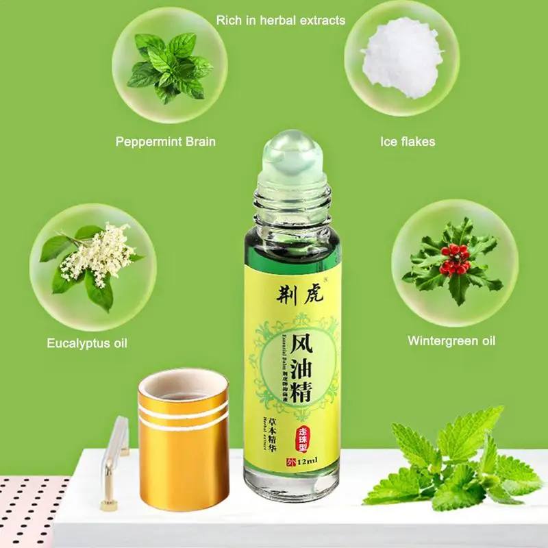 Peppermint Essential Oil Roll On Migraine Essential Oil Built-in Roller Ball for Aromatherapy Relaxation Headache