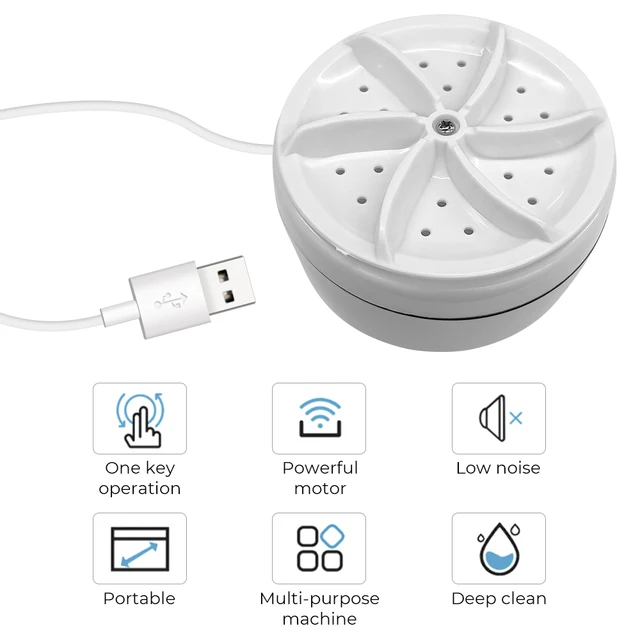 여행을 위한 회전 터빈 가정 출장 미니 초음파 세척기 양말 팬티 설거지, USB 휴대용 다기능