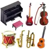 Drum Microphone 1/12 Scale Music Bar Miniature Violin Guitar Piano Model Doll Musical Instruments Saxophone Trumpet 2