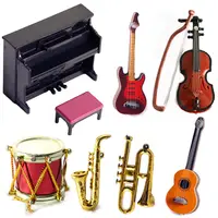 Drum Microphone 1/12 Scale Music Bar Miniature Violin Guitar Piano Model Doll Musical Instruments Saxophone Trumpet 2