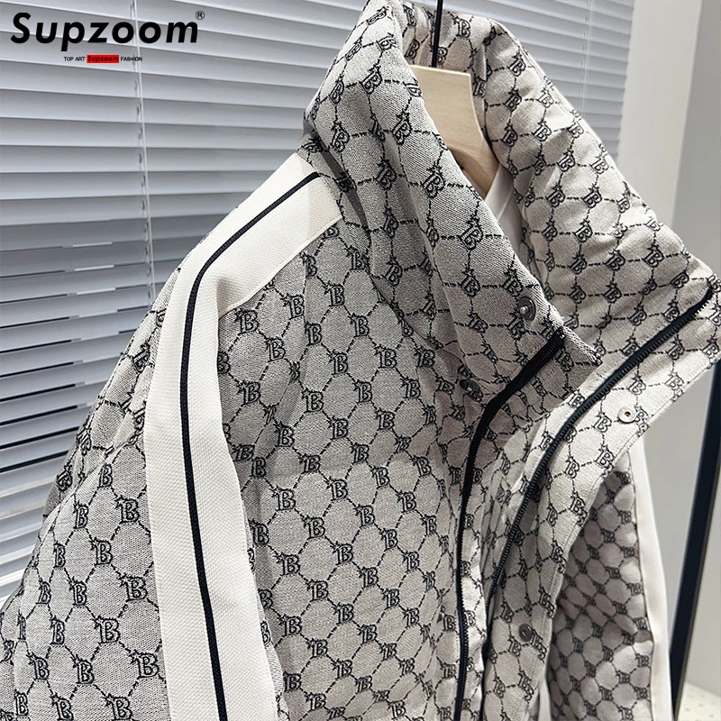 Supzoom Top Fashion Loose Winter Large Embroidery Letters Patchwork Warm Plaid Padded Coat Casual Down Jacket