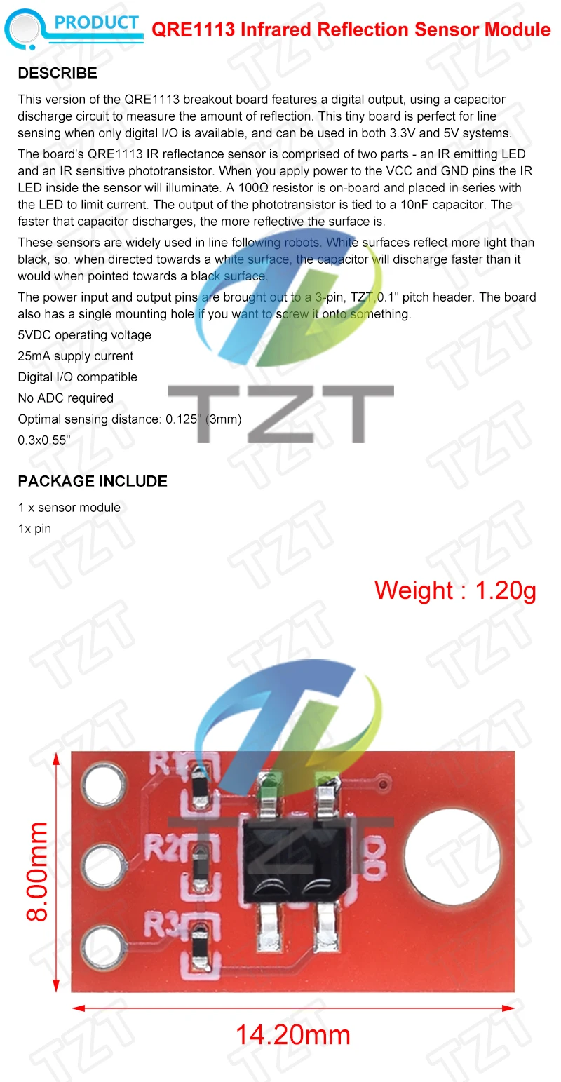 1/3PCS QRE1113 IR LED Infrarot Reflexion Sensor Modul Kondensator Entladung Circuit Breaker Board DC 3,3 -5V Qre1113 Ir Kamera – Detail 1