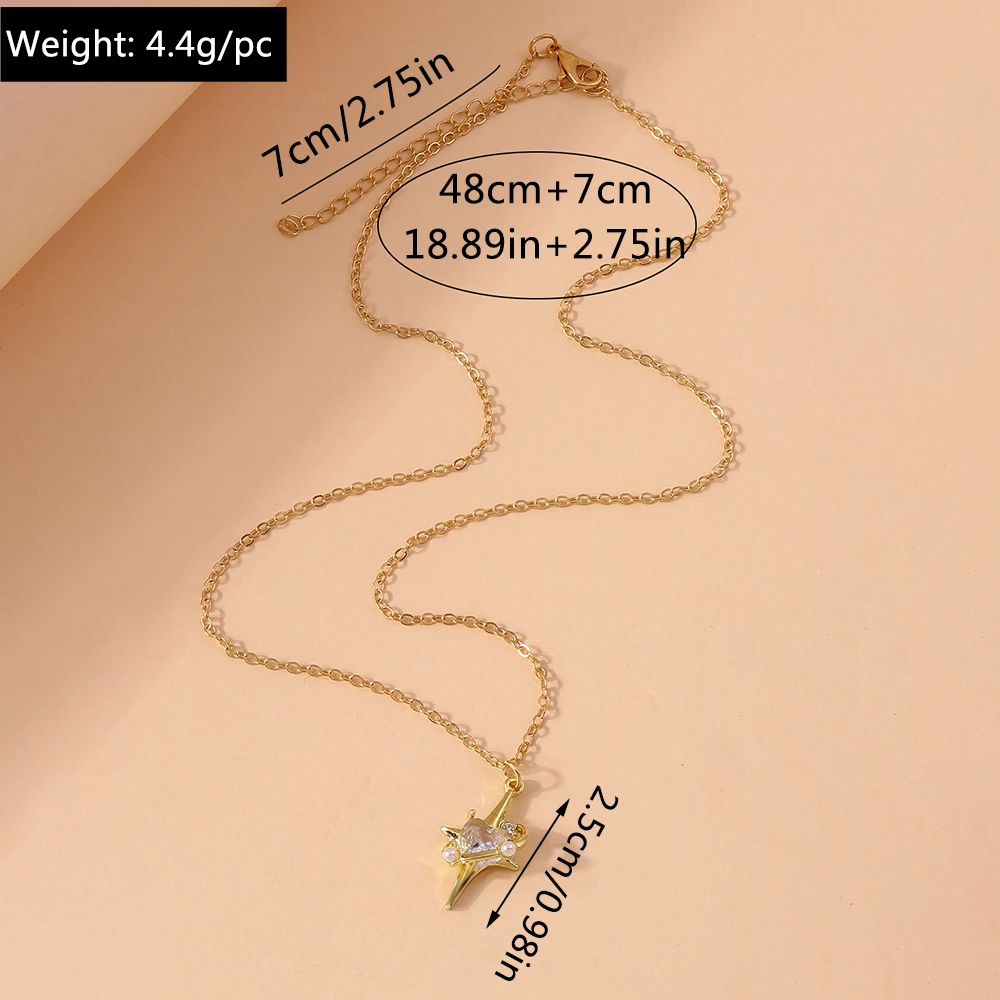 Aihua Mode Frauen Kristall Zirkon Cresent Mond Anhänger Halskette für Mädchen Partei Schmuck Einfache Ins Schlüsselbein Kette Halskette – Detail 14