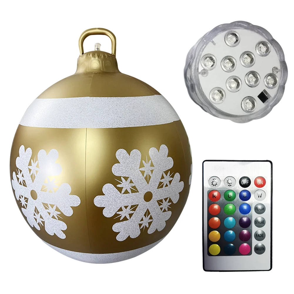 thumbnail image 1 of Bola de atmósfera gigante de 60 cm, adorno colgante de PVC brillante para árbol de Navidad con luz, impermeable, para decoración de hogar, jardín, fiesta de Año Nuevo, 1 of 5