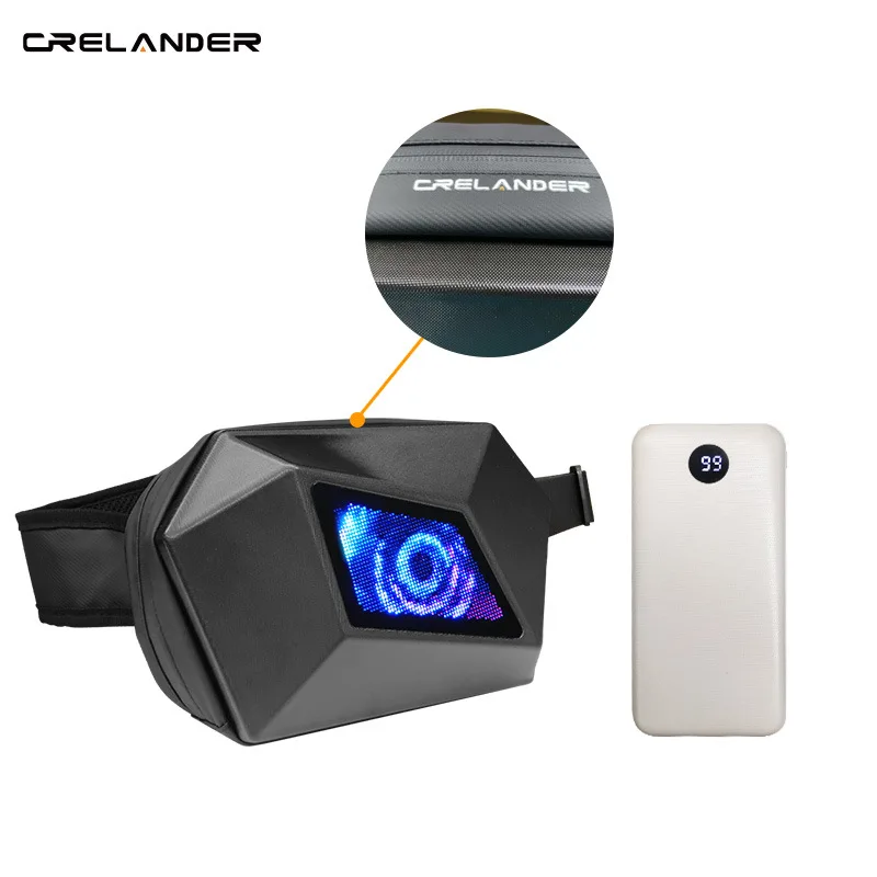 

2023 NEW CRELANDER Devil's Eye Fashion Bluetooth Smart LED Screen Waterproof Chest Bag Motorcycle Riding Shoulder Message Bag