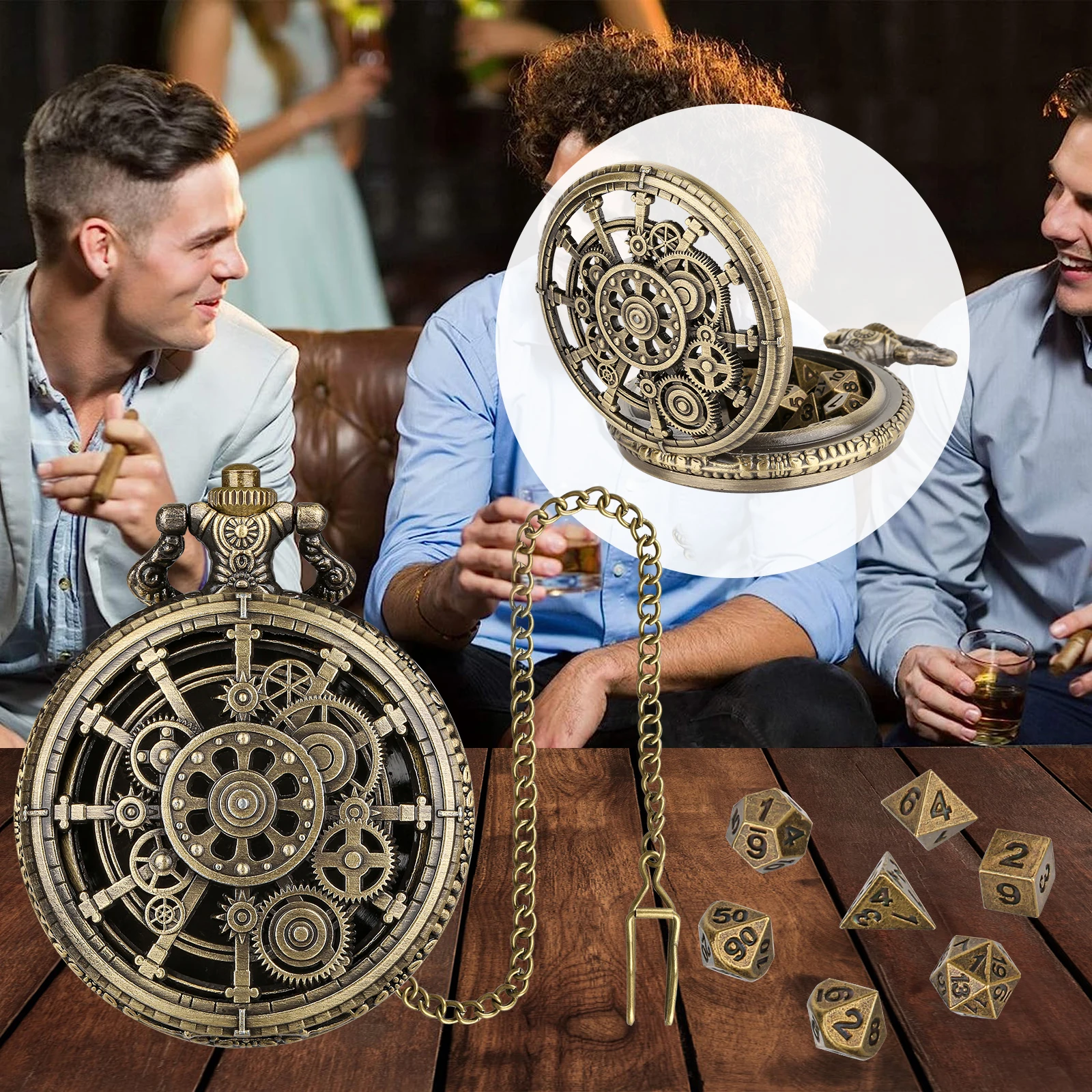 Dadi D\u0026d Mini Set Di Dadi DND Con Drago A Doppia Testa Ascia Superiore A Due  Lati , Custodia Per Orologio Da Tasca, 7 Dadi In Metallo Poliedrico, Regali  DND Con Confezione, image size:1600x1600