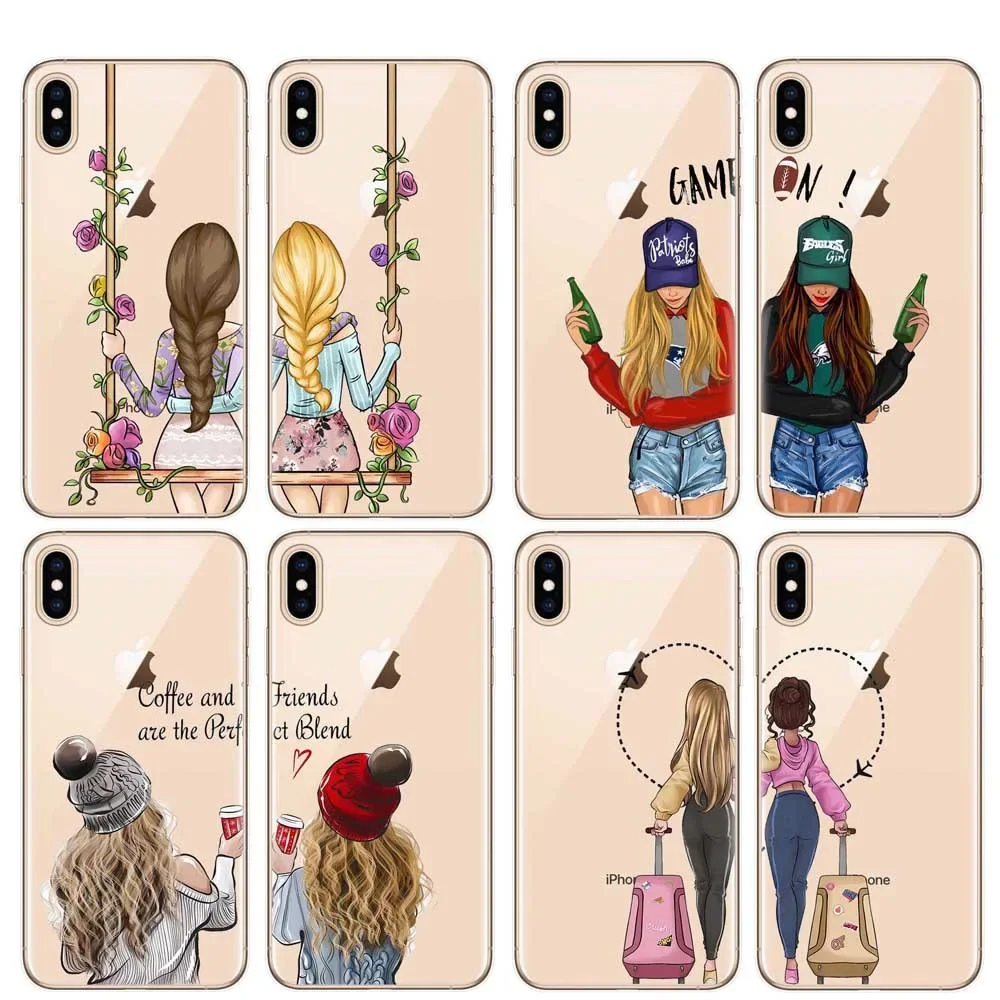 Ragazze Bff Best Friends Custodia Per Telefono Trasparente Per Sempre Per Iphone 7 8 Plus X Xr Xs Max 11 12 13 Mini 14 15 Pro Max Cover Morbida In Tpu