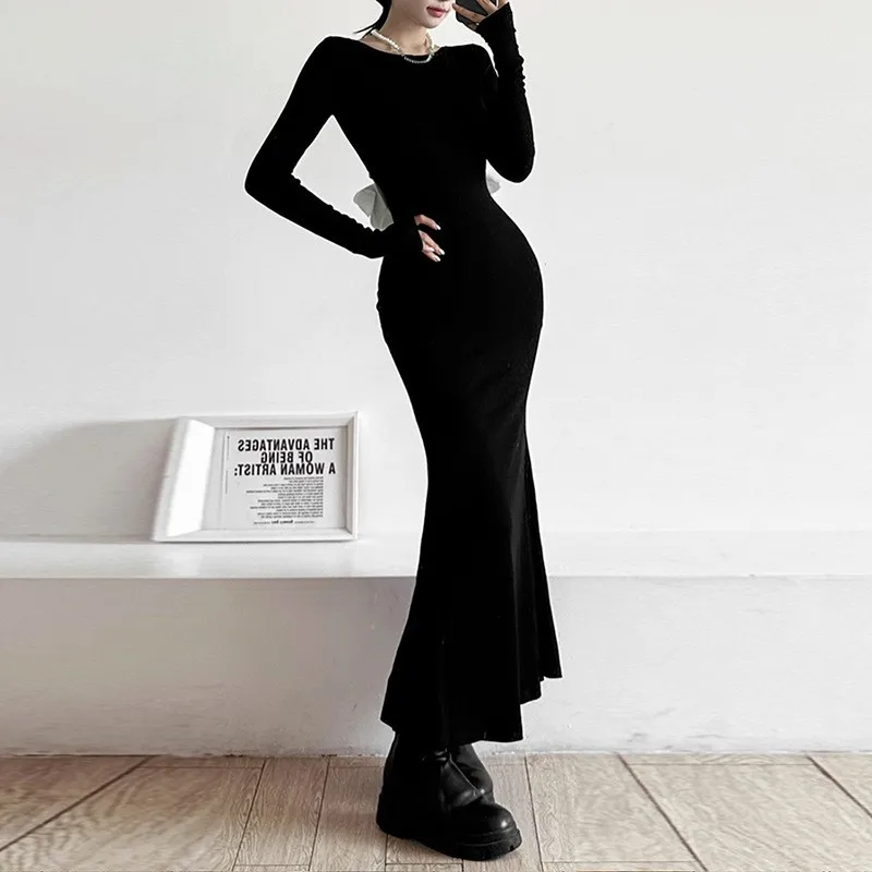 

Summer Dress Women 2023 Bikini Cover Up Beach New Solid Color Sexy Backless Long Sleeve Slim Fit Spandex Bathroom Outings Pareo