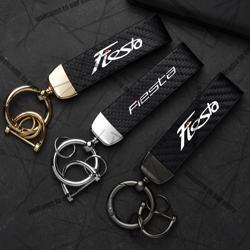 Sleek Carbon Fiber Leather Keychain with Zinc Alloy Emblem