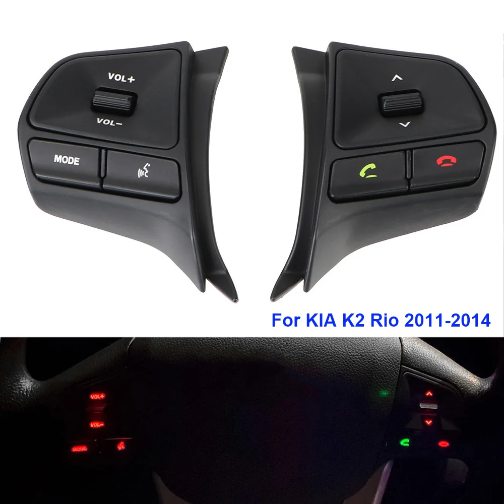 

Автомобильный переключатель управления на руль, кнопка аудио, радио, Bluetooth комплект, красная подсветка, автомобильные аксессуары для KIA K2 RIO 2011-2014