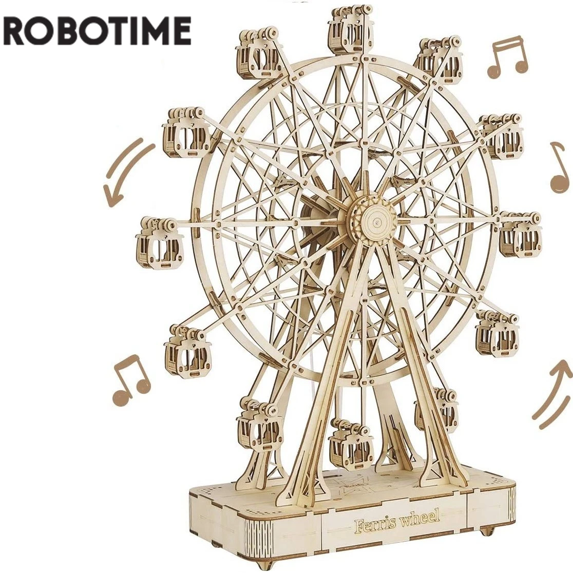 Robotime Rolife 232pcs Rotatable DIY 3D Ferris Wheel Wooden Model Building Block Kits Assembly Toy Gift for Children Adult TGN01