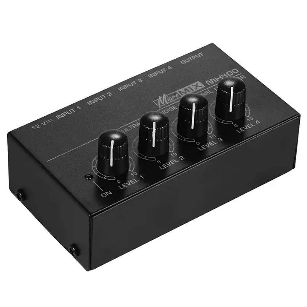 Audio Mixer LEUS MX400 4 Canales with Power Adapter Mono Low Noise