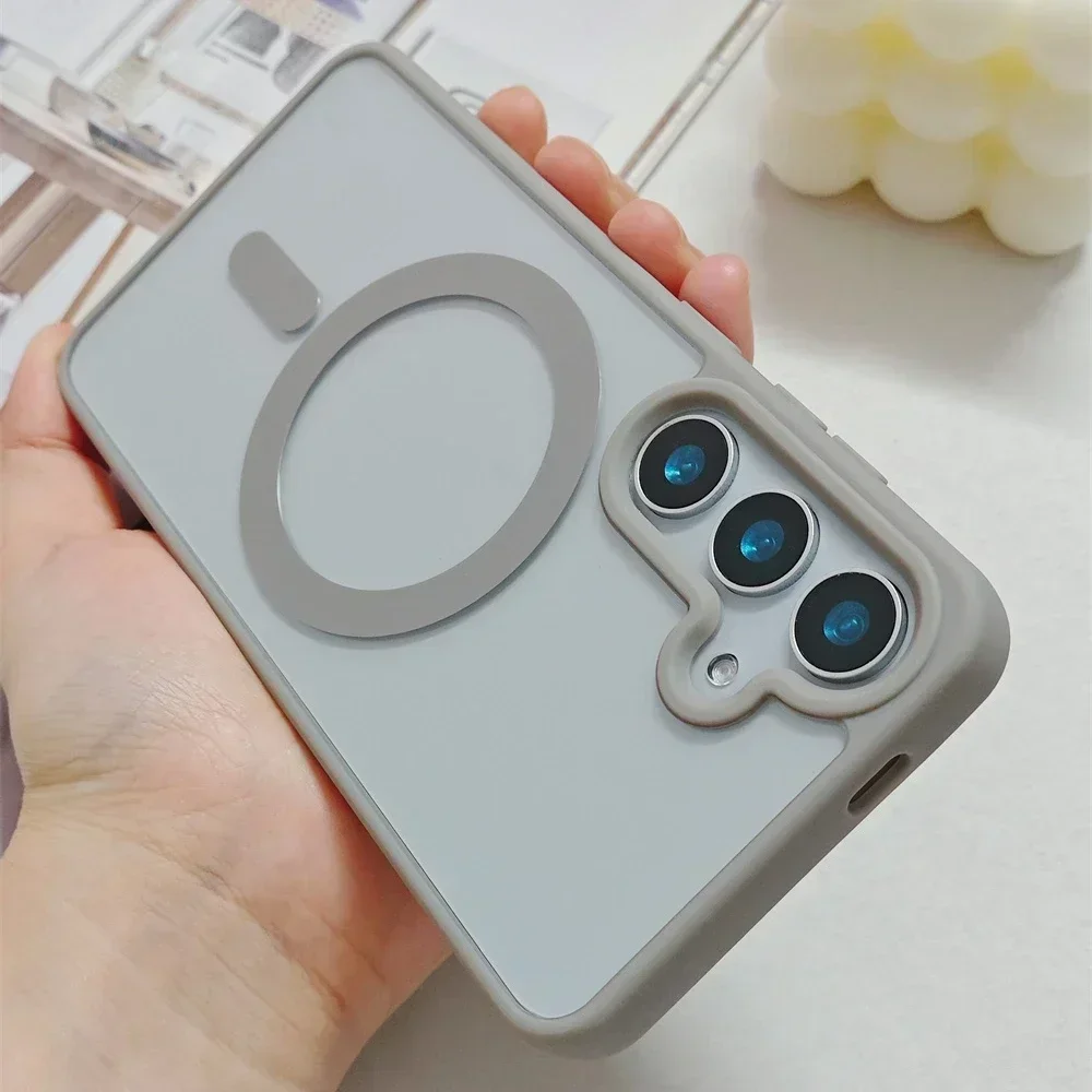 Luxury Magnetic Transparent Phone Case - Wireless Charging Acrylic Protective Cover
