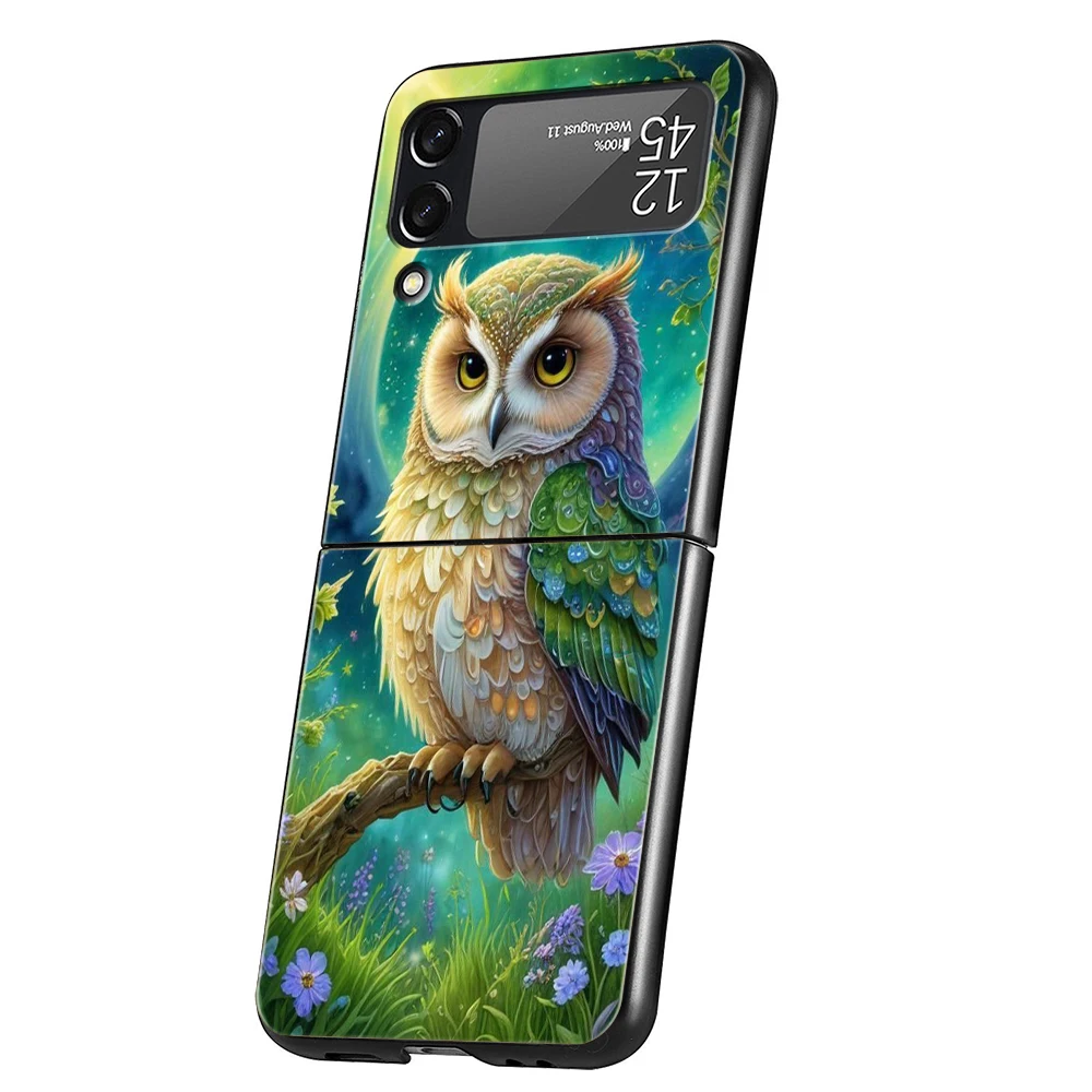 Charming Owl Design Hard PC Phone Case - Black Cover