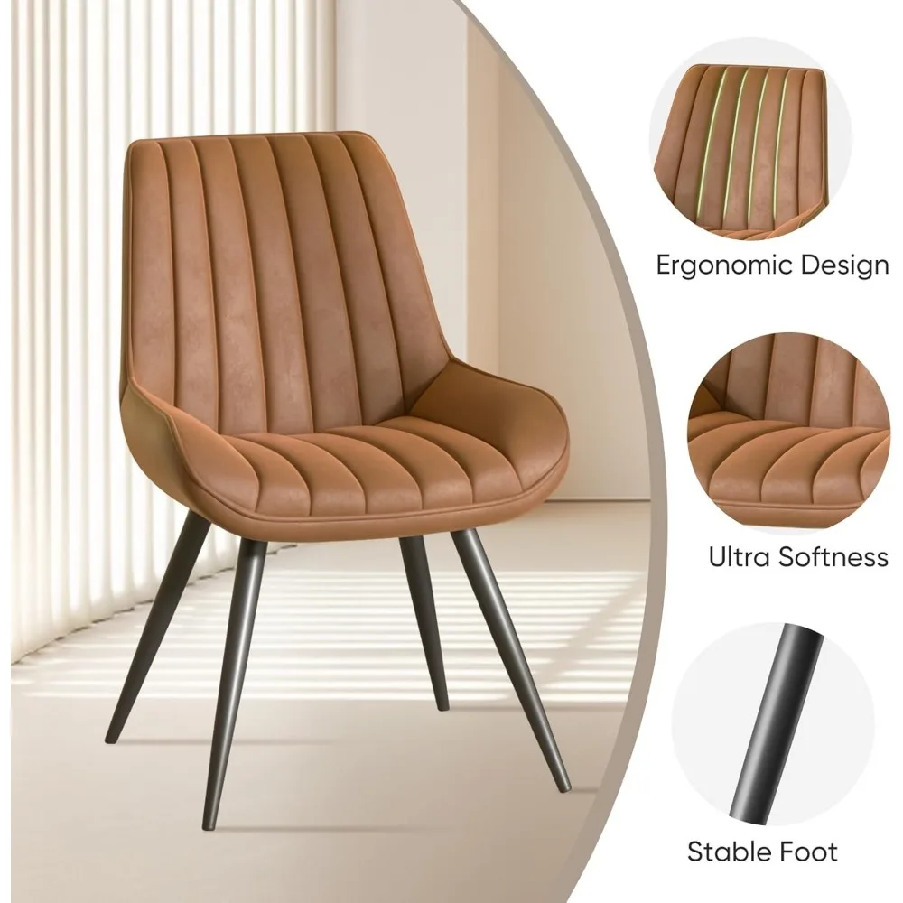 Modern Dining Chairs Set of 4, Comfy Dining Room Chairs with Thick Cushions, Upholstered Fabric Kitchen Side Chairs 4
