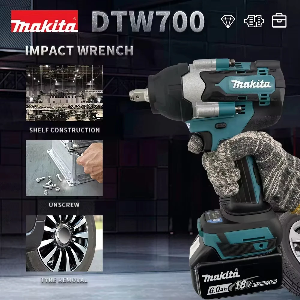 Makita DTW700 1000N.m Cordless Impact Wrench Brushless Electric Wrench Screwdriver Large Torque Auto Repair Power Tools 3