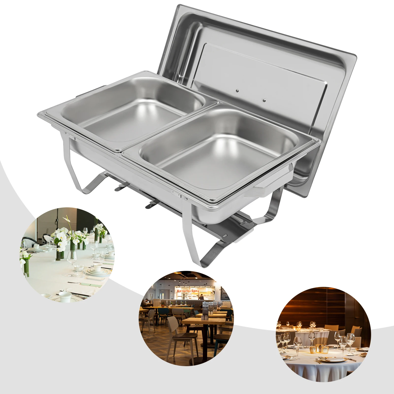 6L Chafing Dish Buffet-Set, Rechteckiger Catering-Wärmer, Speisenwärmer-Kit mit Deckeln und Pfannen für Hochzeiten, Partys & Restaurants – Detail 4