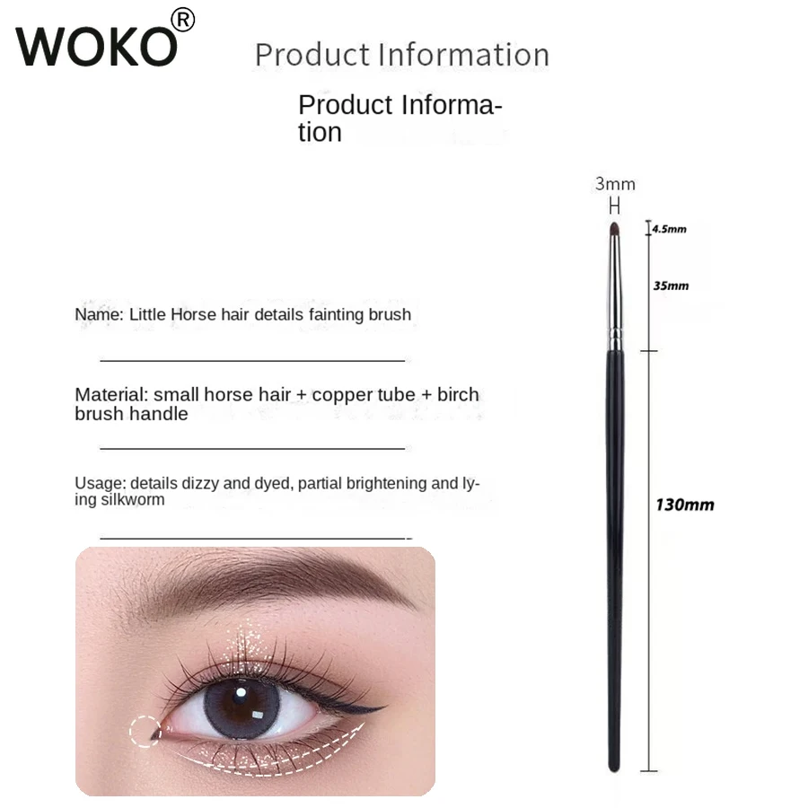 Detail Eye Shadow Brush Makeup Brush Smudge Eyeliner Smudge Brush Horse Hair Round Head Precise Eyeshadow  Makeup Tool 5