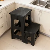 2-Step Folding Stool Plastic Steps Ladder Portable Bedside Step Stool Non-Slip Collapsible Stepstools For Kitchen Home Bathroom 2