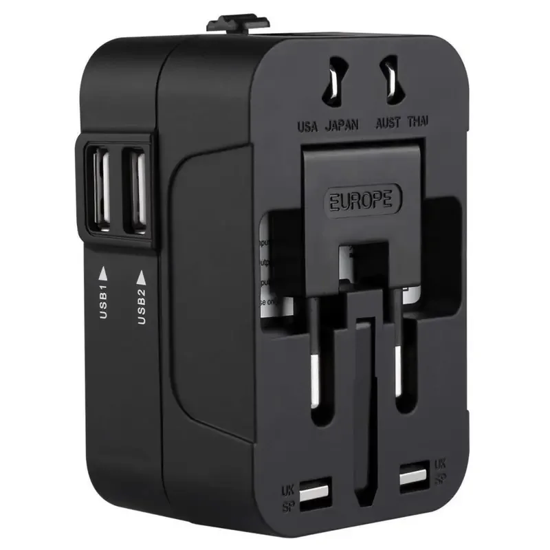 1pc Travel Adapter with 2 USB Charging Ports, Dual USB thumbnail 3