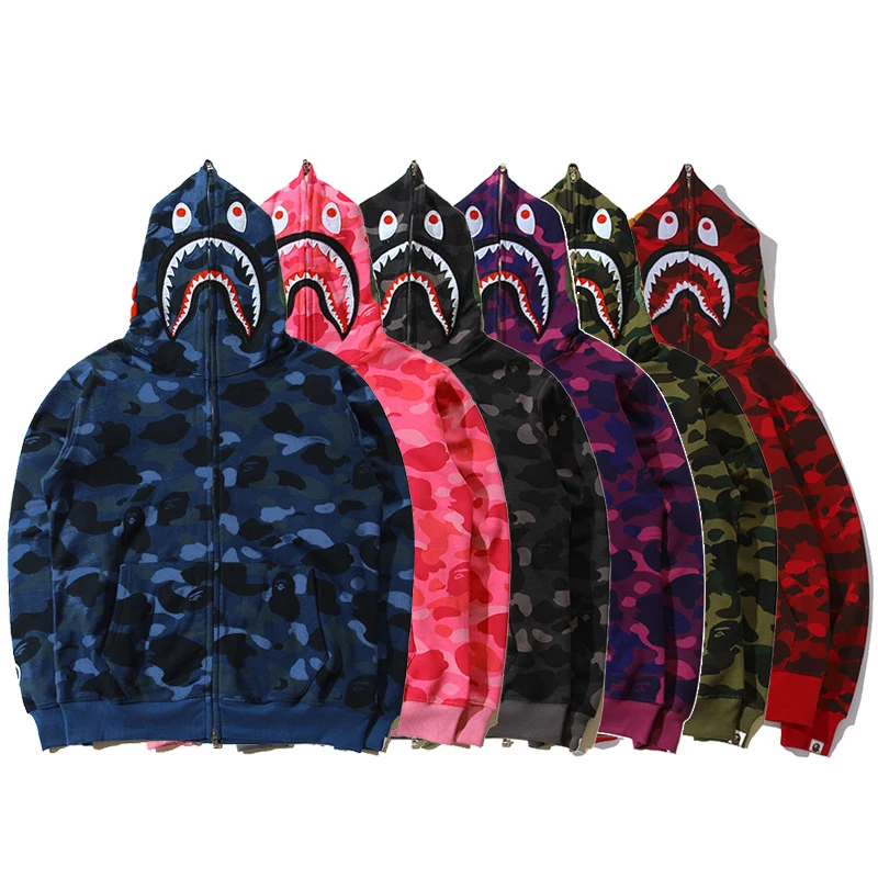 Новая модная толстовка с капюшоном Bape Shark для мужчин и женщин повседневная куртка