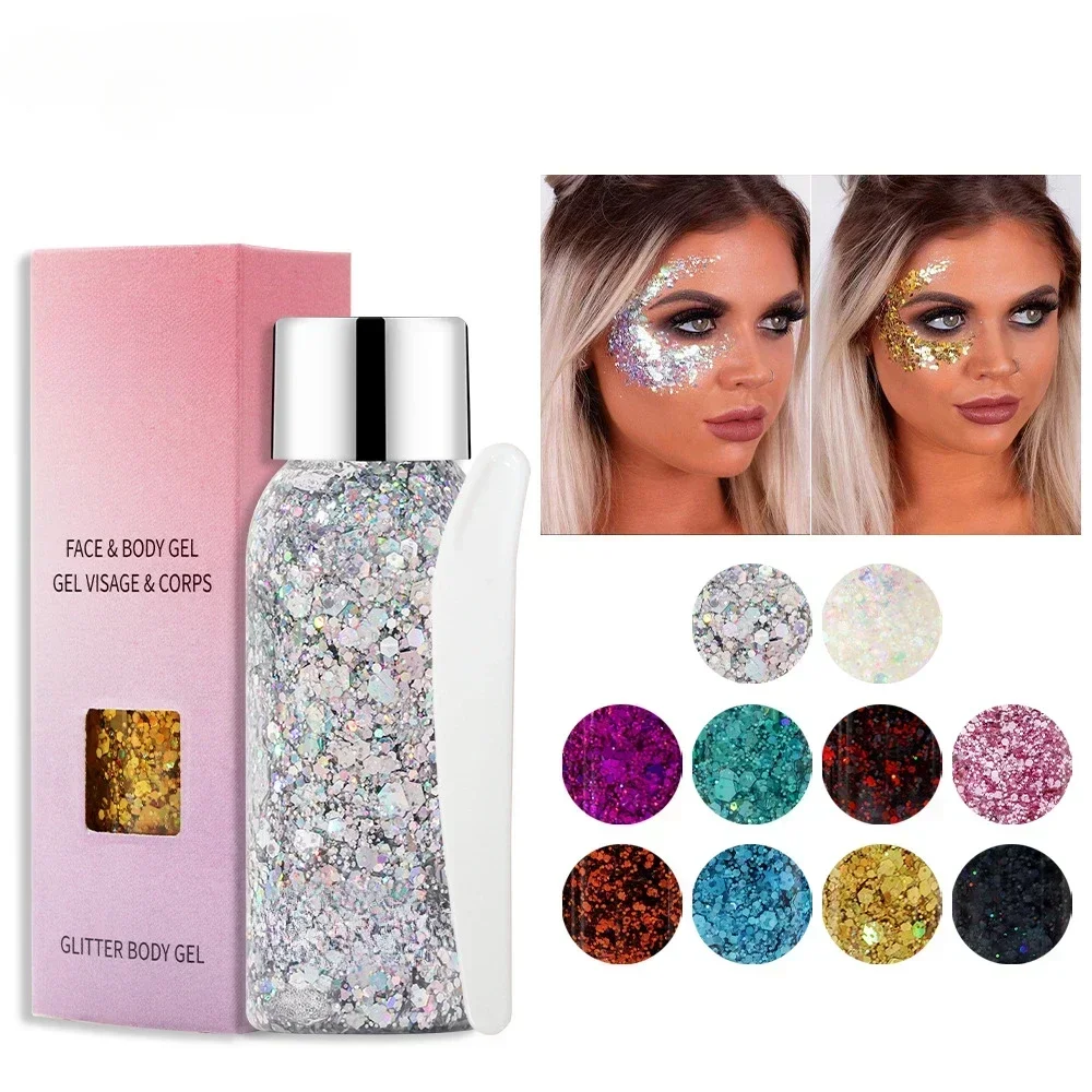 Multifunctional Eye Glitter Hair Body Face Glitter Gel Art Flash Loose Sequins Cream Festival Glitter Decor Eyeshadow Makeup 4