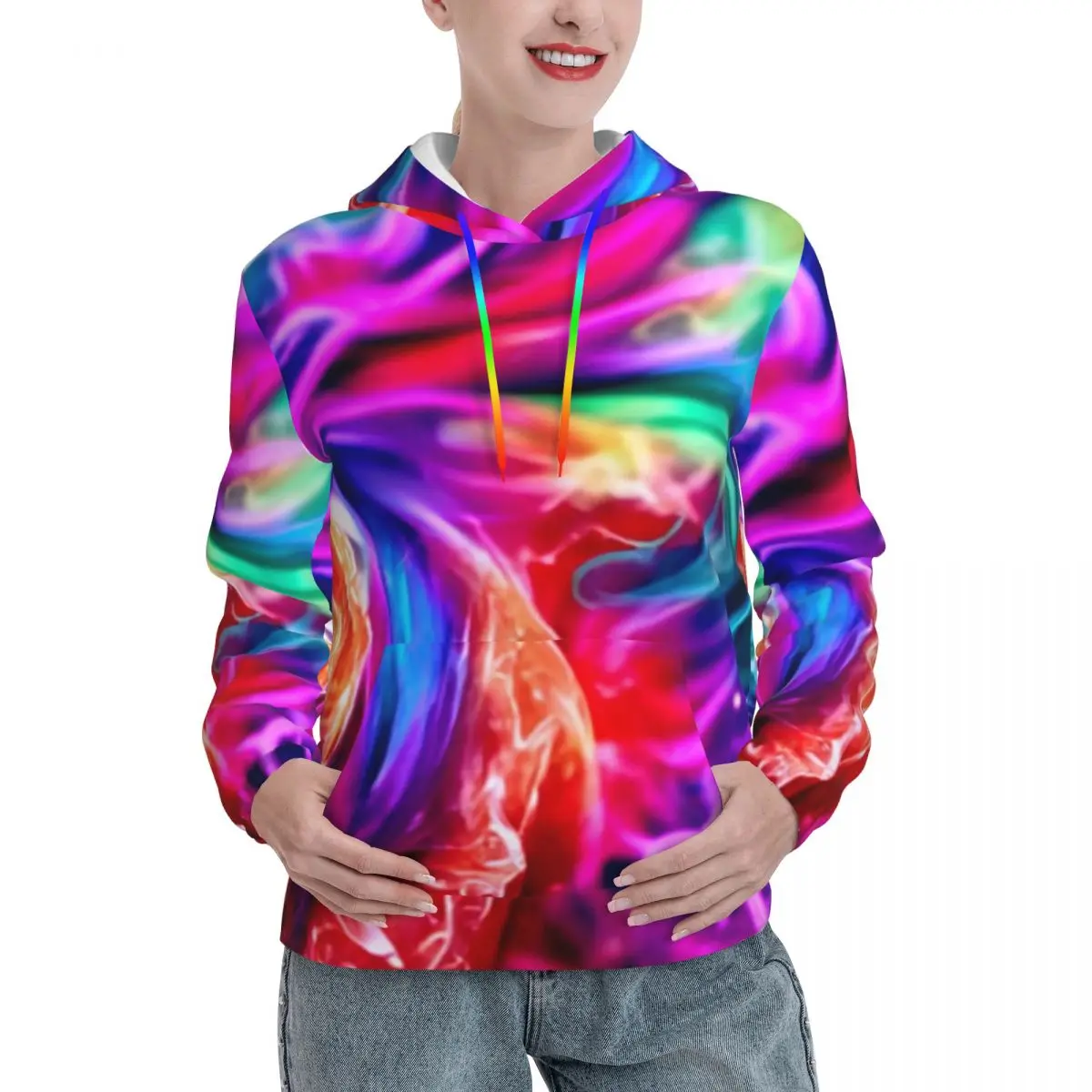 

Color Tie Dye Streetwear Hoodies Autumn Abstract Art Print Aesthetic Pullover Hoodie Women Oversize Loose Classic Sweatshirts