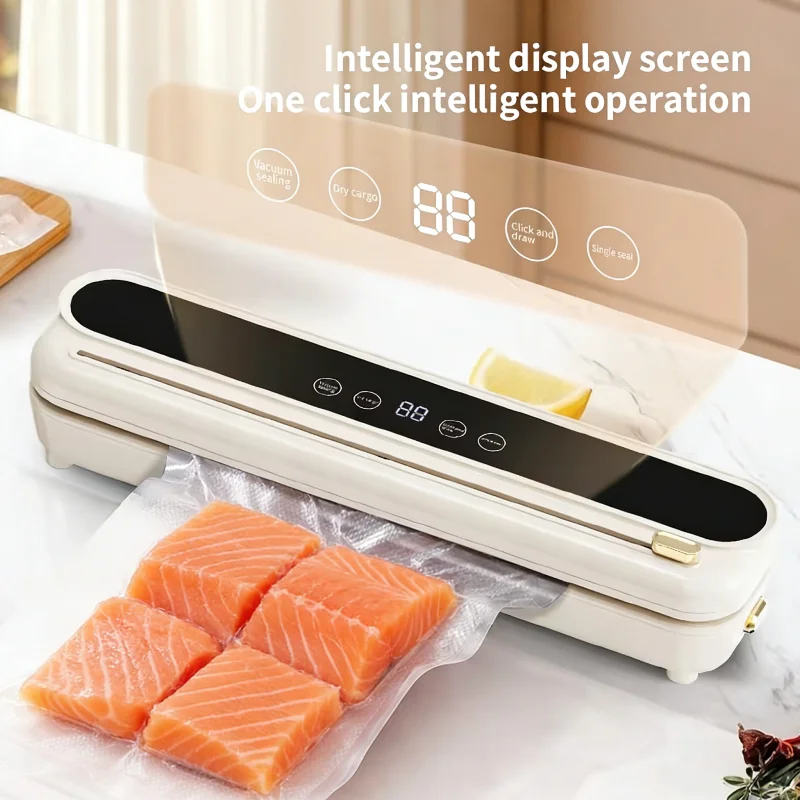 Electric Vacuum Sealer with Built-in Cutter for Food Preservation Dry and Wet Modes Vacuum Packaging Machine for Home Kitchen 6