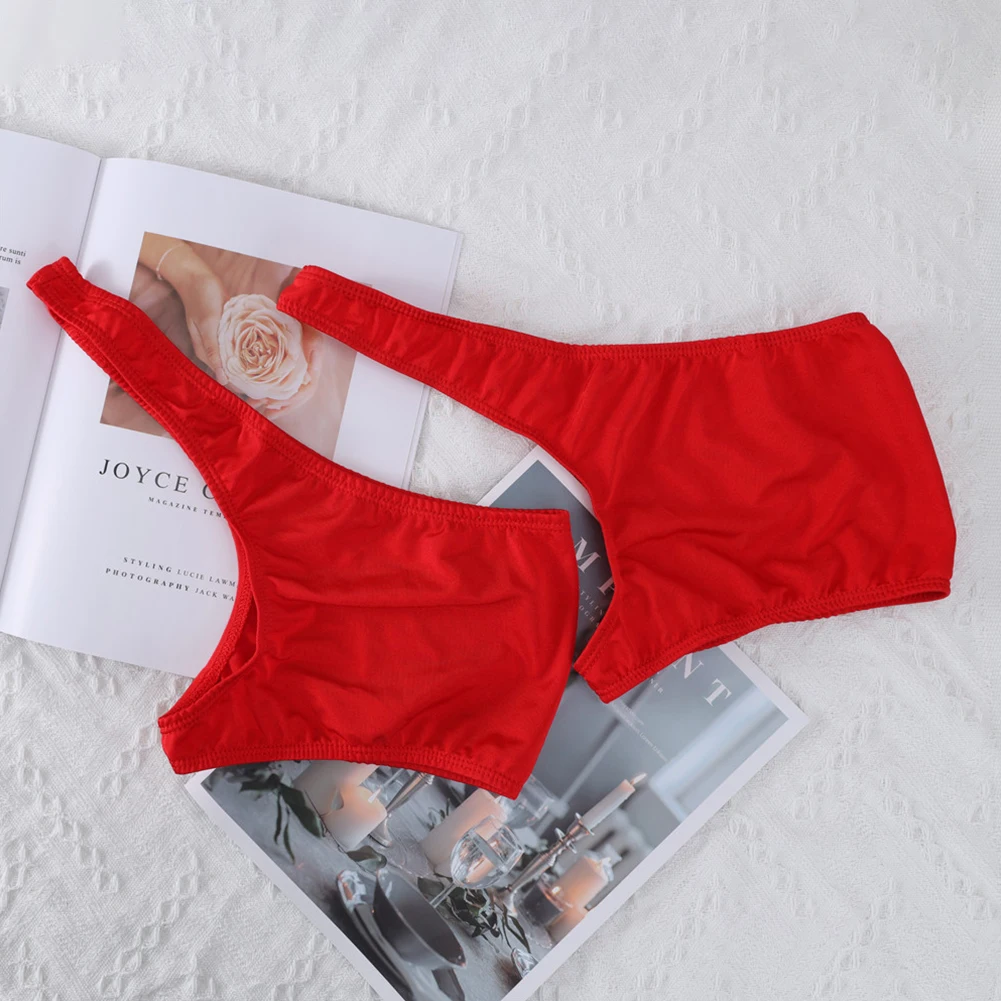 

Underwear Mens Briefs Breathable Comfortable Cotton Blend Crotchless Panties Lingerie Open Crotch Soft Solid Color