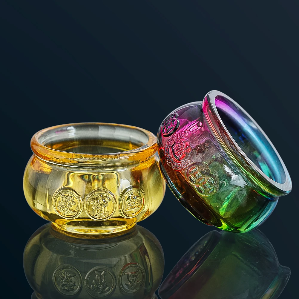 Lucky Fortune Cornucopia Fish Tank Golden Rainbow Colored Glaze Glass Crystal Ornament Mascotte Ricchezza Artigianato Feng Shui Desk Decor