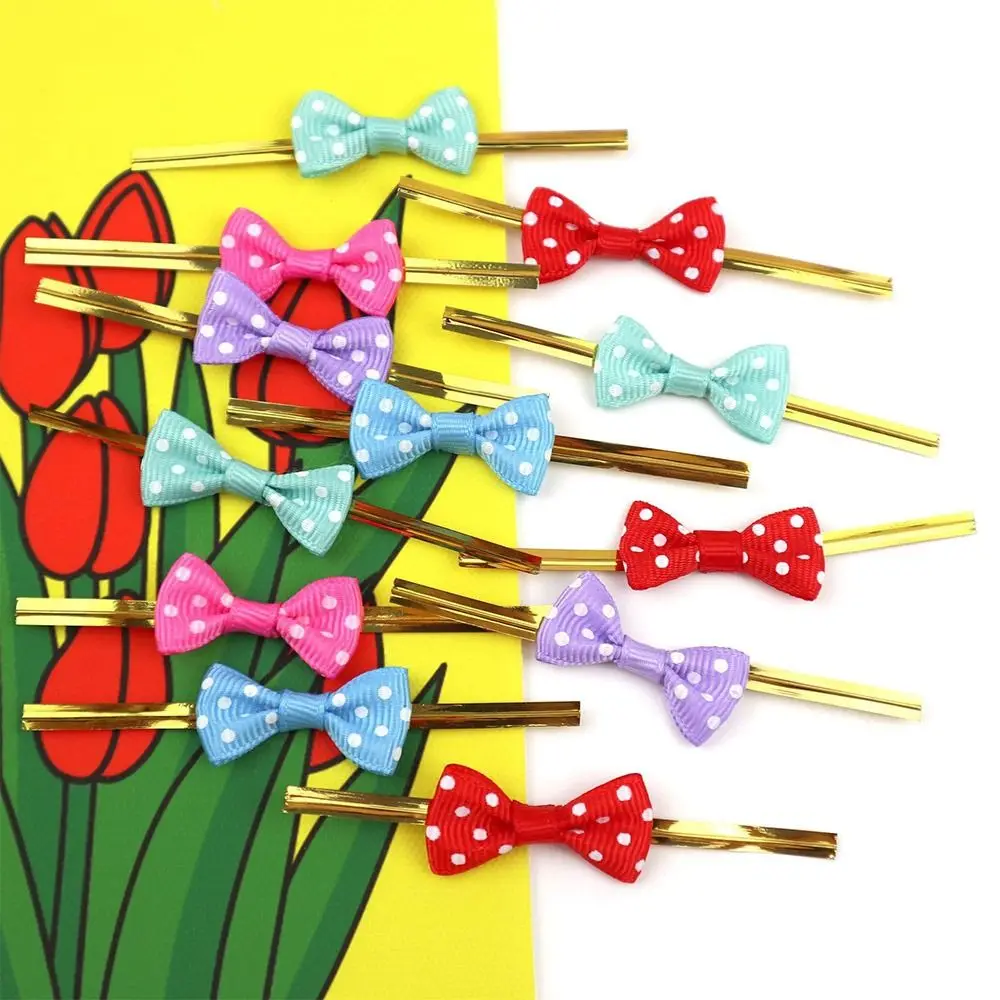 100Pcs New DIY Bow Tie Wrapping Golded Wire Bowknot Binding Wire Lollipop Candy Gift Packaging Bags Fastener Sealing Fixed Ties