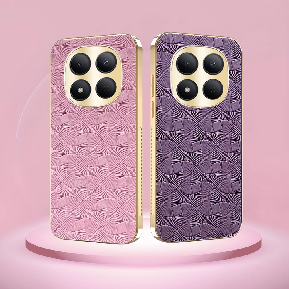 Luxury Leather Fan Pattern Frosted PC Cover - Shockproof Bumper Case