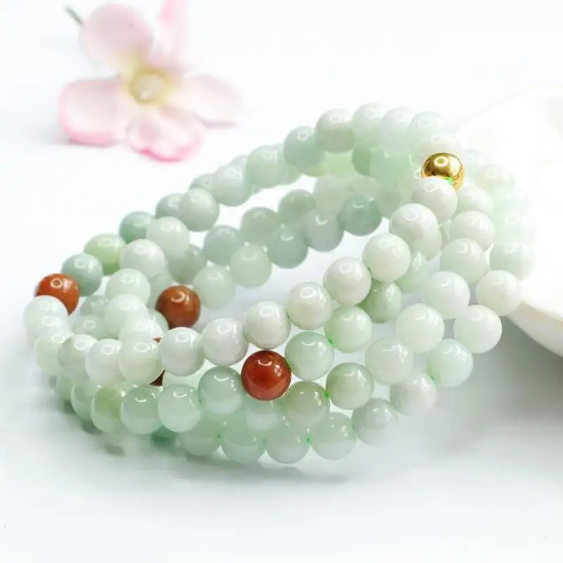 

Браслет с натуральными бусинами из Мьянмы Jadeite 108 Mala для мужчин и женщин