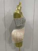 Luxury Sparkly Rhinestones Sexy Mesh Tassels Bodysuit Gloves Women Eveing Birthday Party Nightclub Performance Stage Costume - Image 4