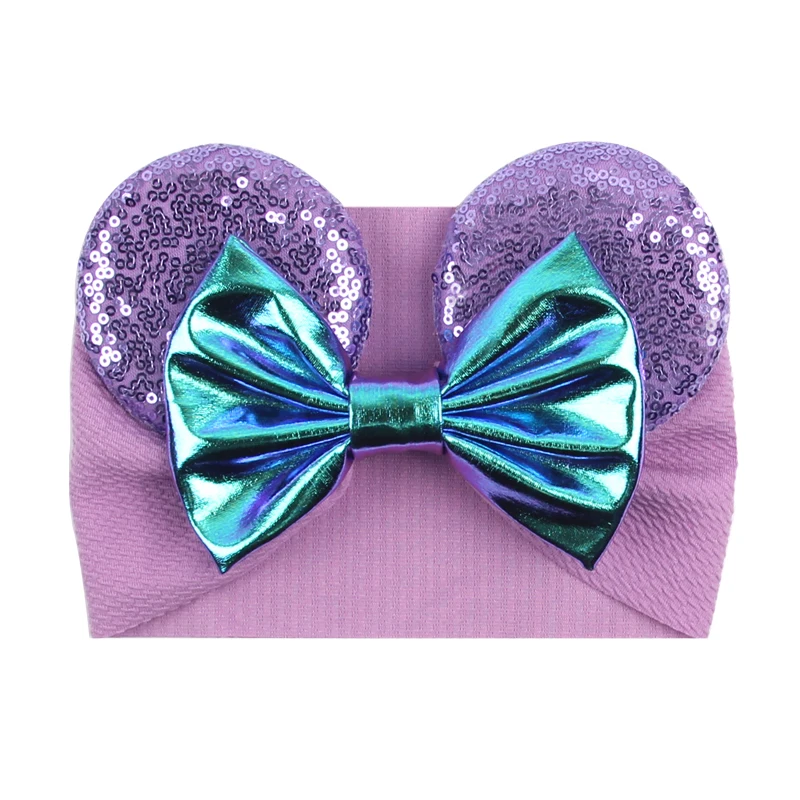 2024 Cute Mouse Ears Baby Headwrap Sequins Bow Headband For Girls Children Featival Party DIY Hair Accessories Gift